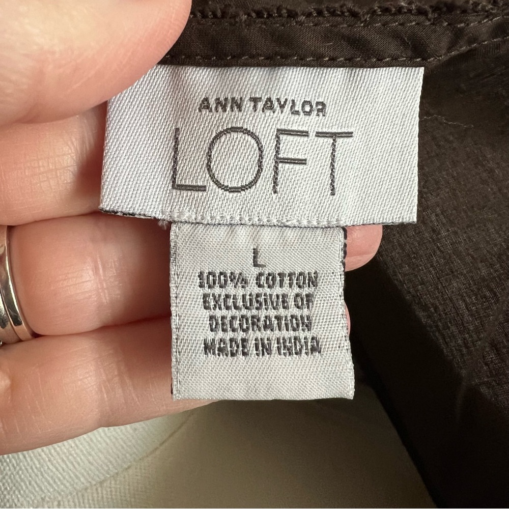 Ann Taylor Loft Brown Peasant Top - Picture 6 of 8